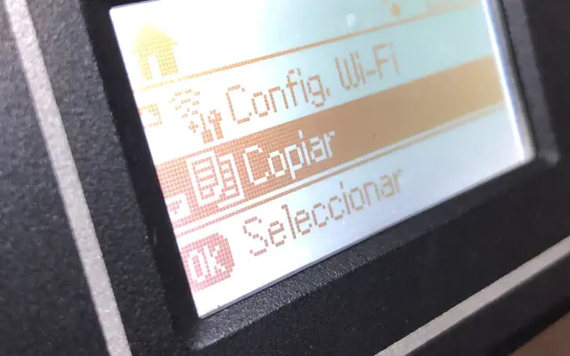 Printer control panel screen showing the Wi-Fi setup menu