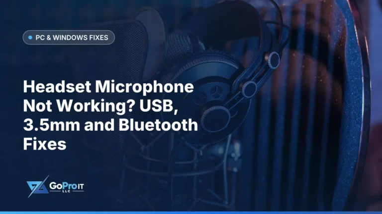 Over-ear headphones hanging on a studio microphone with pop filter