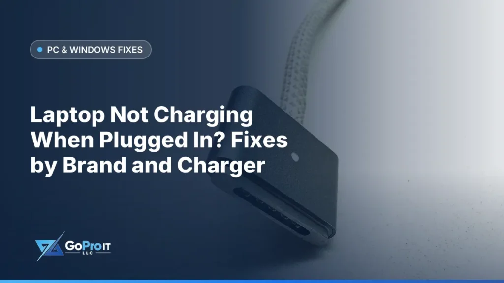 Close-up of a magnetic laptop charging connector on a braided cable